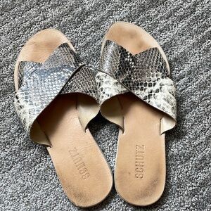 Schutz Criss Cross Snakeskin Leather Sandal size 7.5